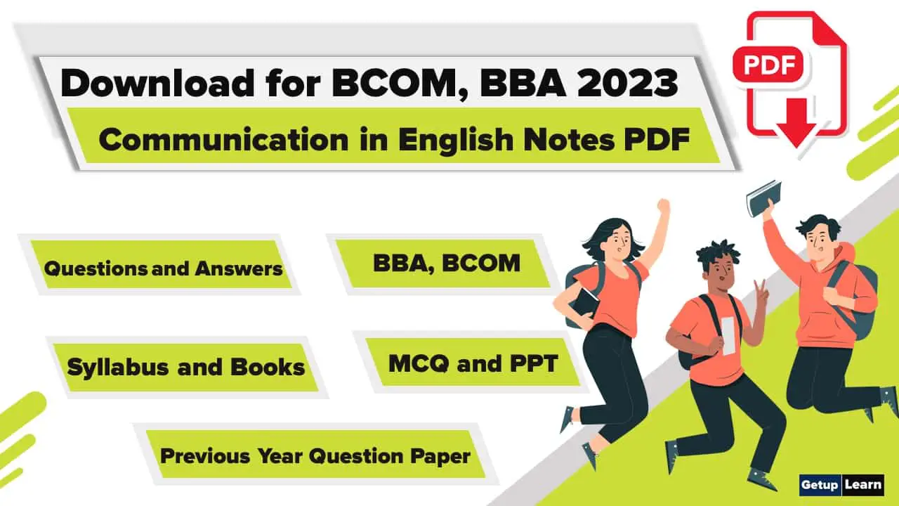 Communication in English Notes PDF for BCOM and BBA