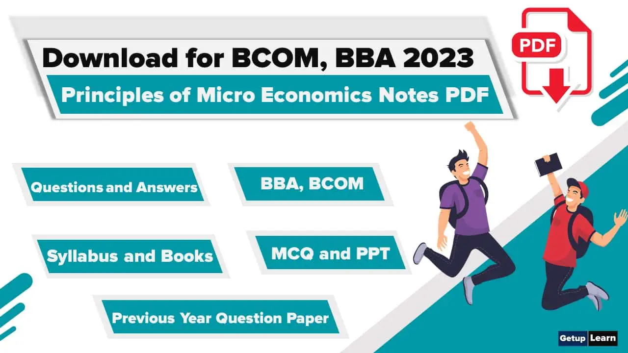 Principles of Micro Economics Notes PDF for BCOM and BBA