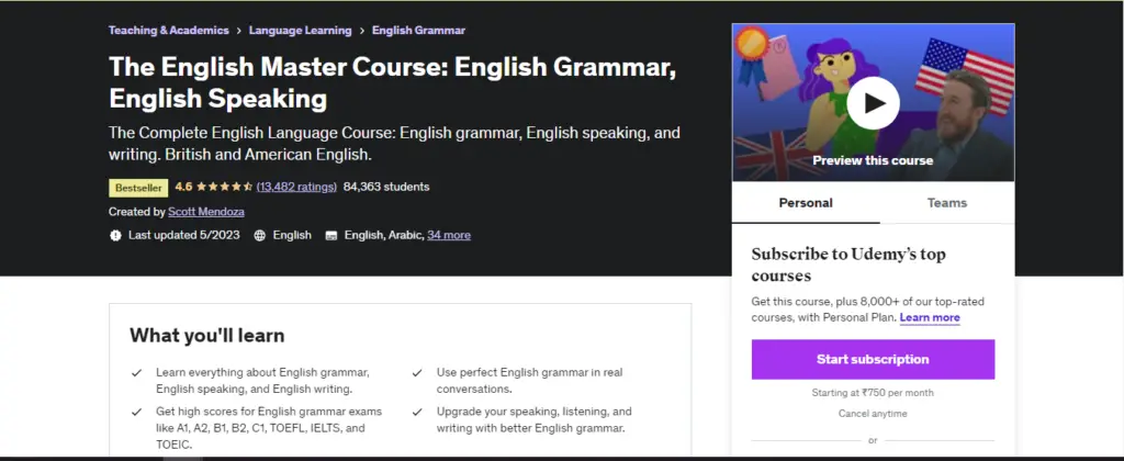 English Grammar Course By Udemy