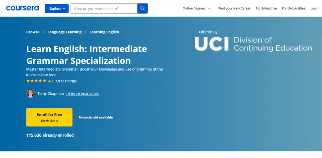 English Grammar Course By Coursera